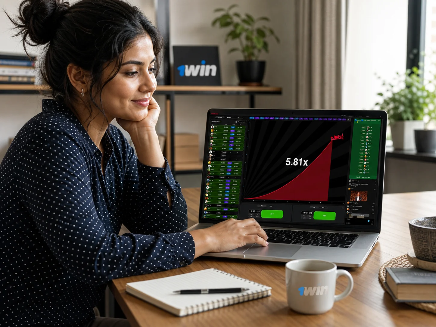 Aviator demo interface with virtual balance, live bets sidebar, and the multiplier climbing before crash